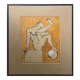 Nude Athlete Drawn Titled "Nude Male" Arsene Melitonian 'Moscow' For Sale