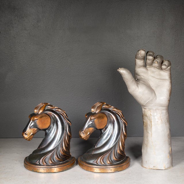 Art Deco Bronze Plated Horse Head Bookends c.1930 For Sale In San Francisco - Image 6 of 7
