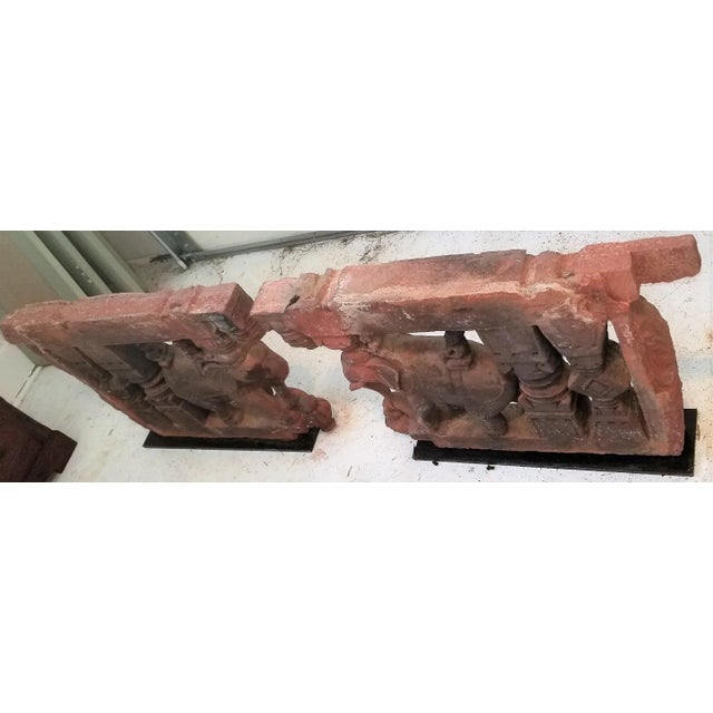 17th Century 17c Se Asian Indian Pair of Brackets With Elephants and Mahuts For Sale - Image 5 of 13