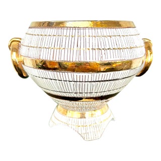 Mid 20th Century Footed Ceramic Bowl in the Manner of Bitossi Seta For Sale