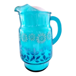 Reduced ~ Mid-Century Blues Glass Lemonade Pitcher