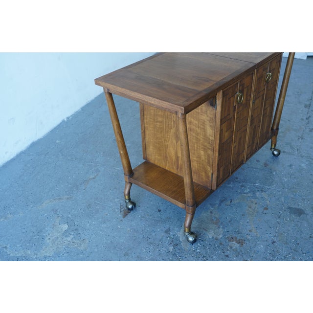 1960s Bert England Brutalist Forward Trend Drop-Leaf Bar Cart / Serving Cabinet For Sale - Image 12 of 15