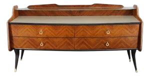 Italian Sideboard with Glass Top and Drawers, 1950s
