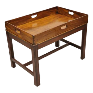 Antique English Georgian Mahogany Butler's Style Coffee Table With Dovetail