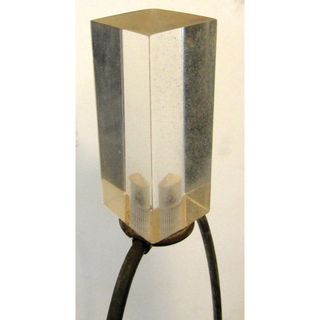 Tan Vintage Octagon Lucite and Marbled Look Table Lamp Attributed to Maitland-Smith For Sale - Image 8 of 11