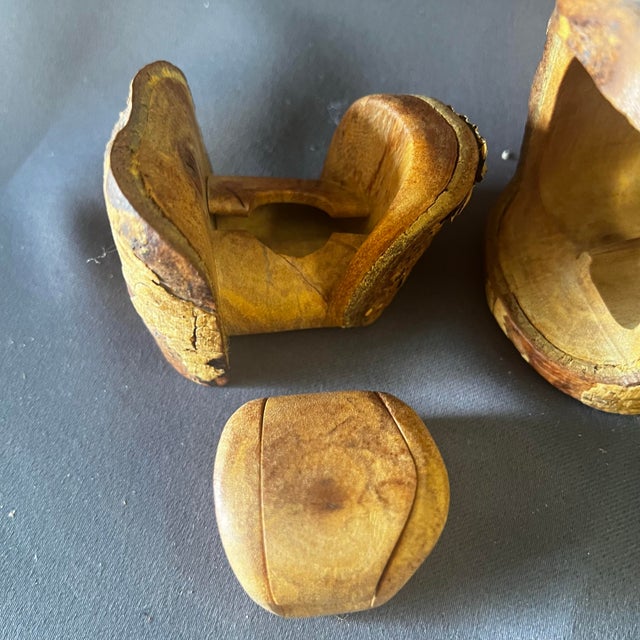 Coffee Signed Raymond Pelton 1982 Hand Carved Limb Wood Puzzle Box Sculpture For Sale - Image 8 of 12
