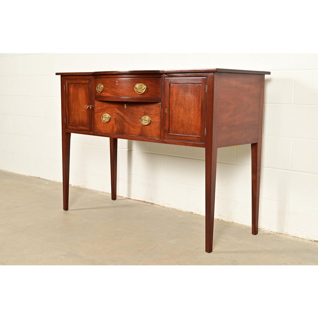 English Kittinger Federal Mahogany Bow Front Sideboard Credenza or Buffet For Sale - Image 3 of 16