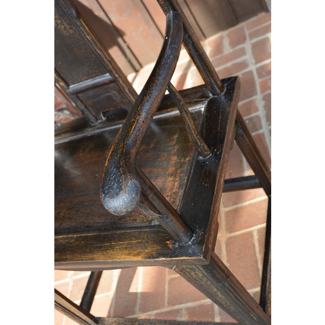 Wood Arhaus Wooden Oriental High Back Ming Style Side Decorative Chair W/ Yoke Back For Sale - Image 7 of 18