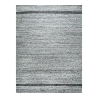6x9 Lila Violet Light Gray Solid Open Field Flatweave Wool Carpet Rug For Sale