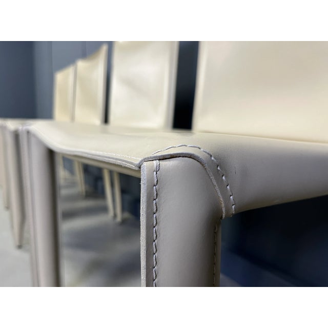Beige Leather Dining Chairs by Cattelan, Italy, 1980s, Set of 4 For Sale - Image 9 of 13