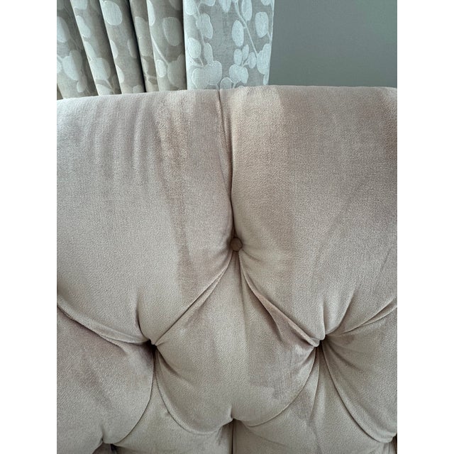 Custom-Made Romantic Plush Velvet Pale Pink Loveseat For Sale In Boston - Image 6 of 8