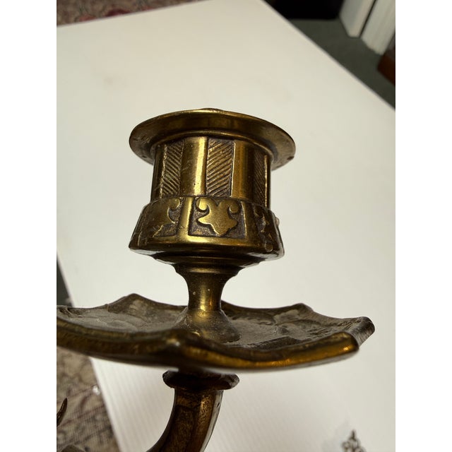 Antique Ornate Brass Piano Sconces - a Pair For Sale - Image 12 of 12