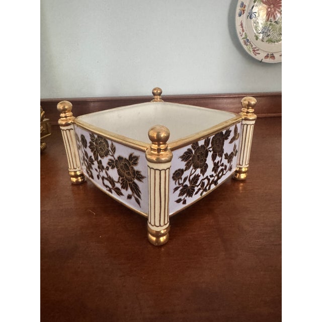 Early 20th Century Morimura French Empire Style Blue Floral Cachepot For Sale - Image 4 of 9