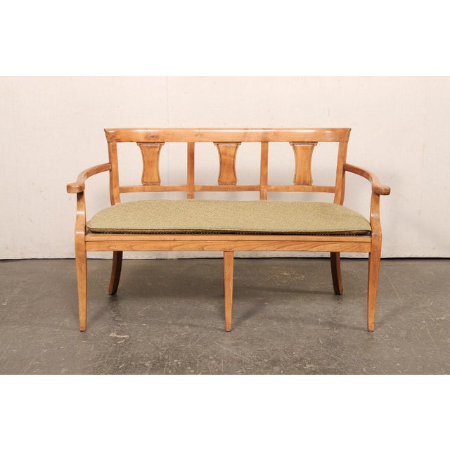 Tan Italian 3-Chair Back Sofa Bench W/Cane Seat For Sale - Image 8 of 11