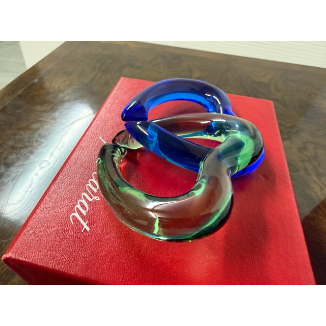 Blue Baccarat Linking Hearts + Box For Sale - Image 8 of 12