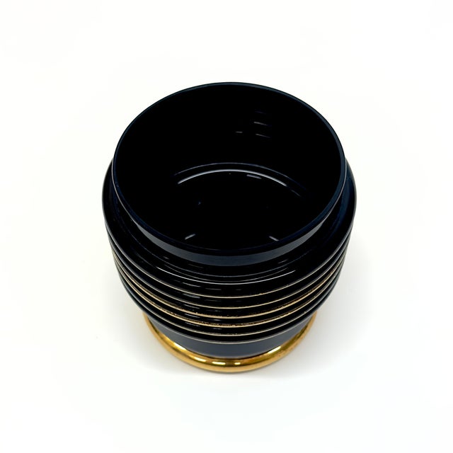 Metal 1980s Art Deco Revival Black and Gold Vessel Curation - Group of 3 For Sale - Image 7 of 12