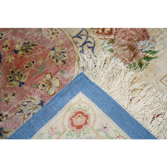 Extremely Fine Silk Persian Qum Rug 6'5'' X 9'8'' For Sale - Image 10 of 10