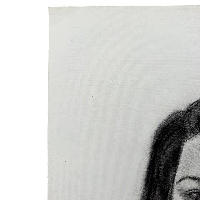 Mid 20th Century Signed Charcoal Portrait Drawing of a Woman With Dark Hair Donna Foreman Hopper For Sale In Oklahoma City - Image 6 of 9