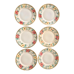 Antique Limoges France Dessert Plates Set of 6 1850's - 1900 Hand Painted