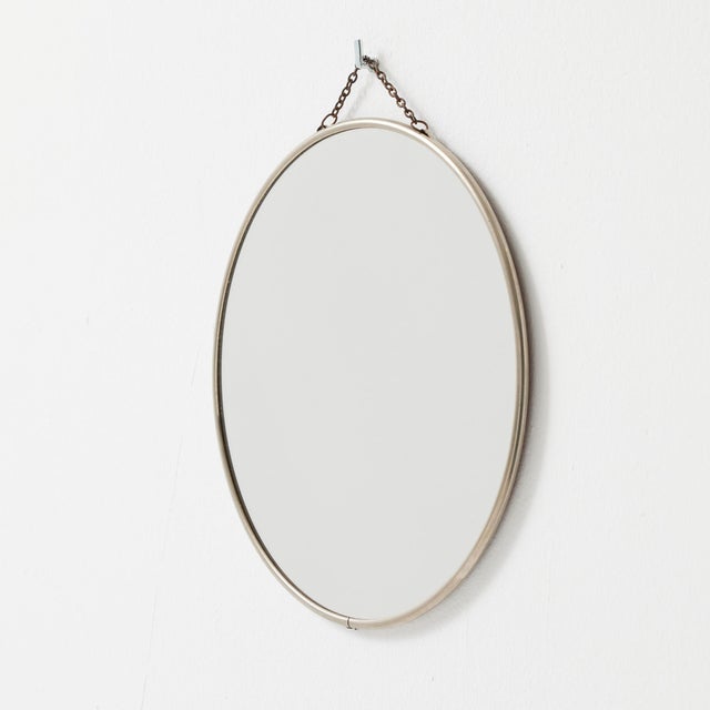 Wood Vintage French Circular Mirror with Patinated Frame, 1940s For Sale - Image 7 of 9