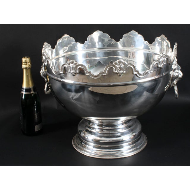 Large Vintage Silver-Plated Punch Bowl from Monteith, 1980s For Sale - Image 15 of 18