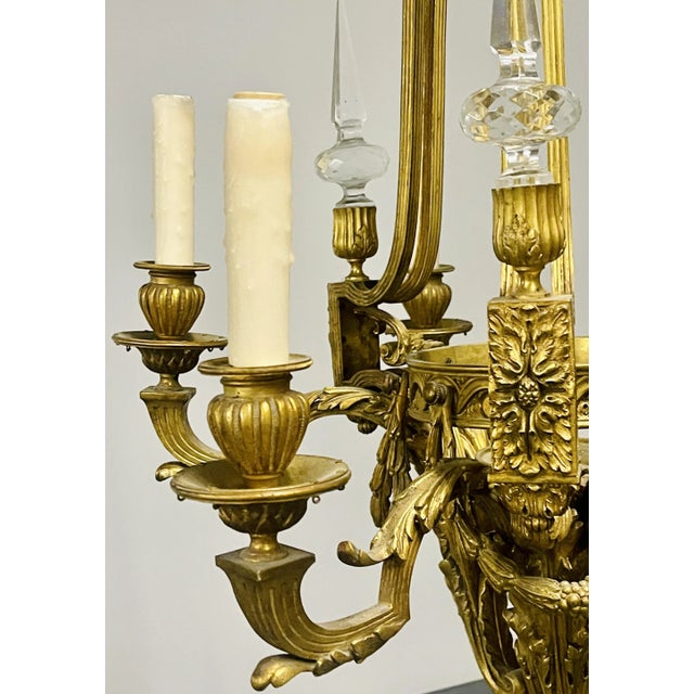 Brass Louis XVI 19th Century Dore Bronze Chandelier, Six Light, Estate Item For Sale - Image 8 of 13
