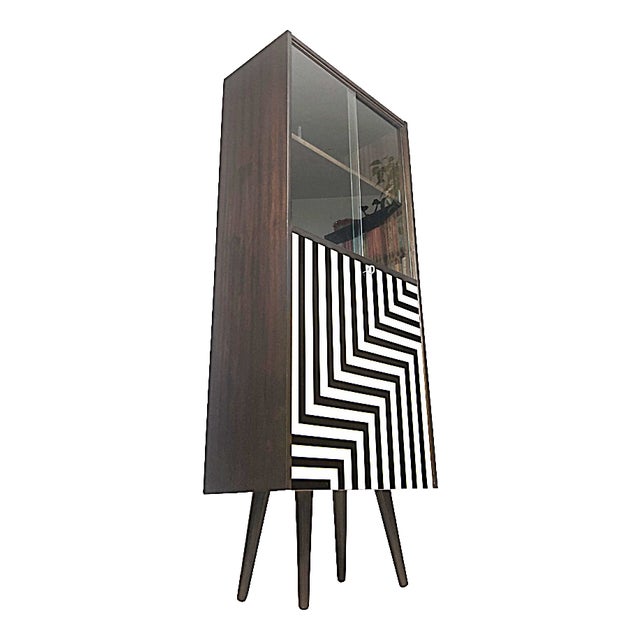 Polish Display Bar Cabinet with Op Art Motif, 1973 For Sale