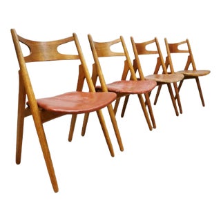 Mid-Century Danish Sawbuck Dining Chairs by Hans Wegner, Set of 4 For Sale