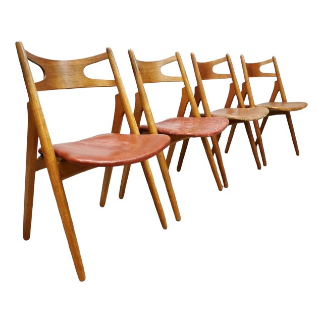 Mid-Century Danish Sawbuck Dining Chairs by Hans Wegner, Set of 4 For Sale
