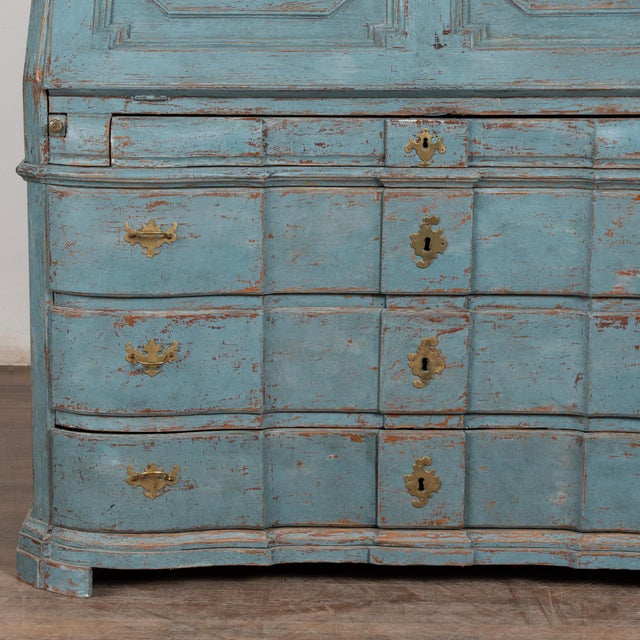 Early 19th Century Danish Blue Painted Pine Secretary Bureau For Sale - Image 13 of 16