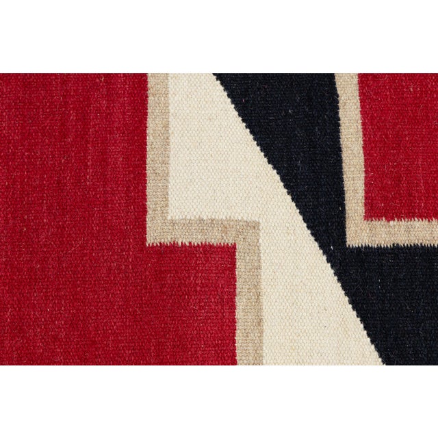 6x9 Handmade Modern Navajo Style Wool Rug - Vibrant Red Geometric Design For Sale - Image 10 of 10