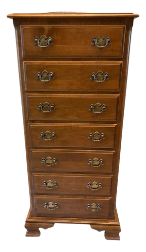 Ethan Allen Traditional Maple 7-Drawer Tall Chest / Lingerie Chest Vintage Queen Anne Style
