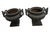 2000 - 2009 Pair of Vintage Neo-Classical Cast Iron Style Garden Urns – Matte Black For Sale - Image 5 of 12