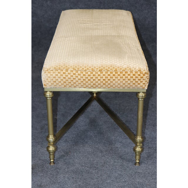 1970's Maison Jansen Style Brass Upholstered Directoire Bench For Sale In Philadelphia - Image 6 of 8
