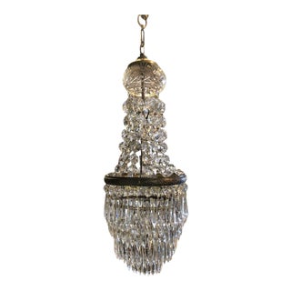 1938 Duluth Mansion Beaux Arts Hollywood Regency Crystal Four Tier Chandelier For Sale
