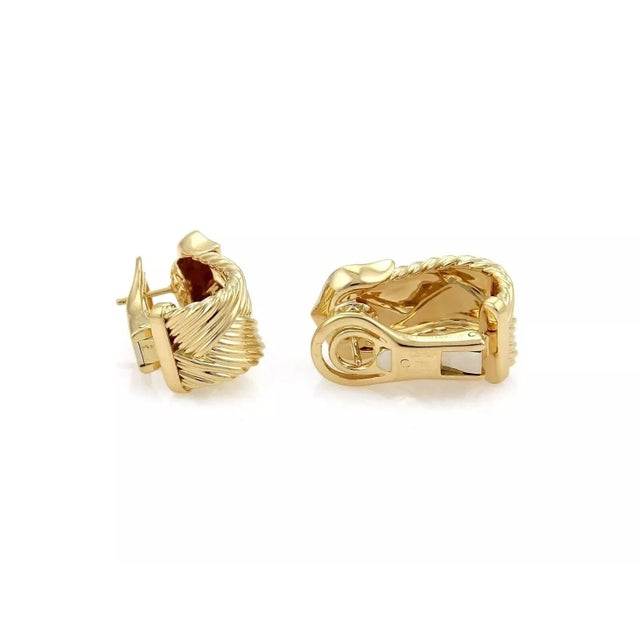 Contemporary Cartier Neptune Double C Basket Weave 18k Yellow Gold Earrings With Paper - 2 Pieces For Sale - Image 3 of 7