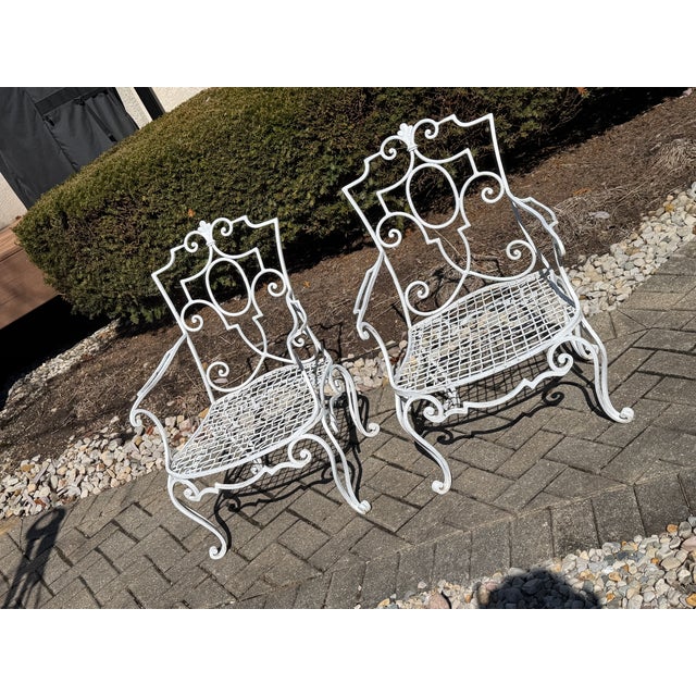 Mid 20th Century Vintage Wrought Iron Provence Scroll Arm Chairs - A Pair For Sale In Columbus - Image 6 of 11