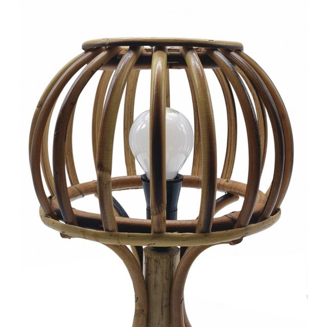 Louis Sognot Bamboo and Rattan Table Lamps in the style of Louis Sognot, Italy, 1960s, Set of 2 For Sale - Image 4 of 11