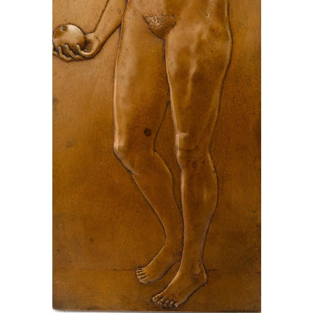 Brown Art Deco Bronze Relief with Nude Woman, 1920s For Sale - Image 8 of 9