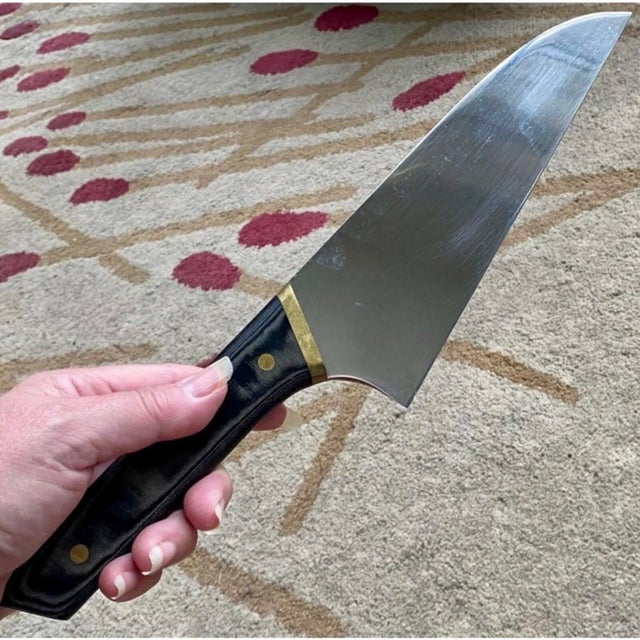 Chrome Vintage 1990s Joseph DiGANGI Designs System II Cutlery Knife Set Mirror Blade w/ stand - Set of 5 For Sale - Image 8 of 12