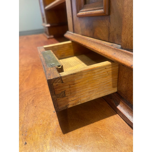 Brown 19th Century Antique French Writing Desk With Unusual Velvet Footrest For Sale - Image 8 of 17