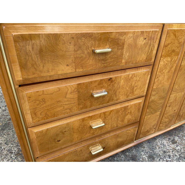 American of Martinsville 1960s American of Martinsville Burlwood Lowboy Dresser For Sale - Image 4 of 8