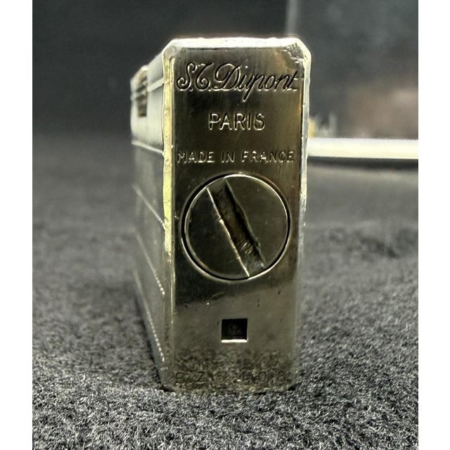 Vintage Silverplated S. T. Dupont Lighter W Original Box For Sale In Houston - Image 6 of 6