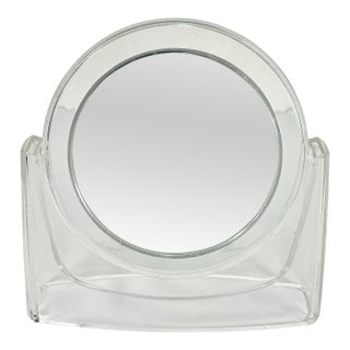1970s Vintage Lucite Tabletop Flip Makeup Mirror, Charles Hollis Jones Attributed For Sale
