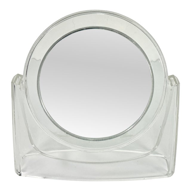 1970s Vintage Lucite Tabletop Flip Makeup Mirror, Charles Hollis Jones Attributed For Sale