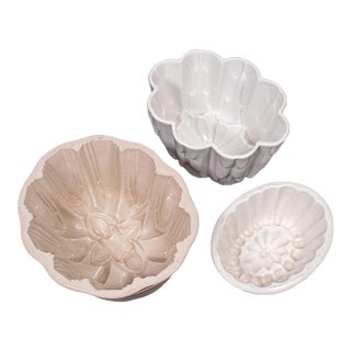 Trio of Antique Jelly Moulds, English, Ceramic, Set, Country Kitchen, Victorian For Sale