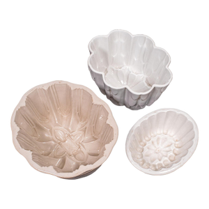 Trio of Antique Jelly Moulds, English, Ceramic, Set, Country Kitchen, Victorian