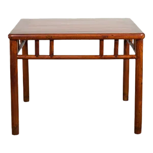 1900s Chinese Late Qing Dynasty Table with Open Apron & Pillar Strut Motifs