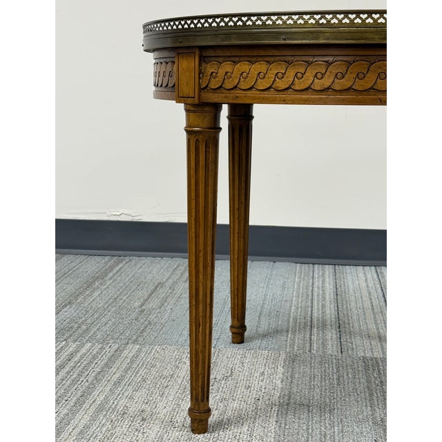 1980s Baker Furniture French Louis XVI Style Accent Table Brass Gallery For Sale - Image 5 of 6