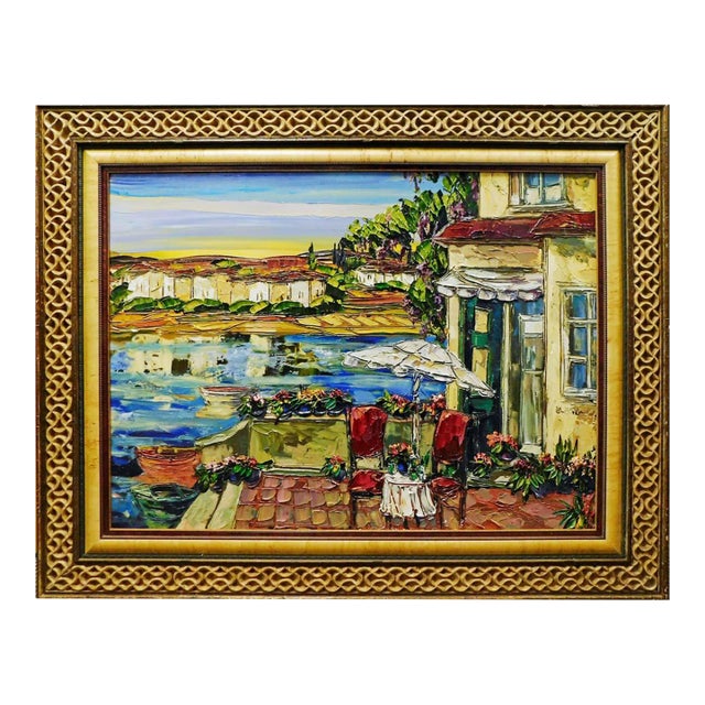 Maya Eventov "A Patio Scape" Framed Original Acrylic Flowers Hand Signed 681806 For Sale